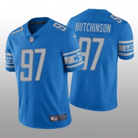 Camiseta Hombre NFL Detroit Lions Aidan Hutchinson 97 Azul Claro 2022 NFL Draft Vapor Limited